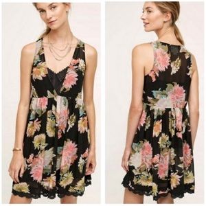 MaEve sheer floral sleeveless dress with slip, size L